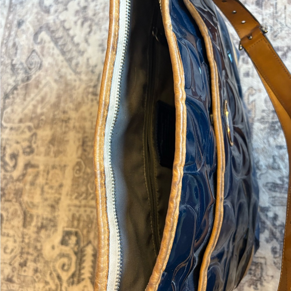 Coach Glossy Blue and Tan Shoulder Bag - Picture 6 of 6
